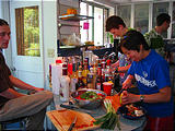 Pig Roast - Sunday - Nory Making Salad - Drinks