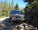 Camping - Hiding Behind Rock on the Old Road - by Icicle Creek - Sportsmobile