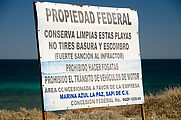 Public Beach Between Punta las Pilitas and Punta Galeras - Sign: Federal Property