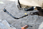 Tire Delamination - Sportsmobile - Prying Exhaust Open with Lug Wrench