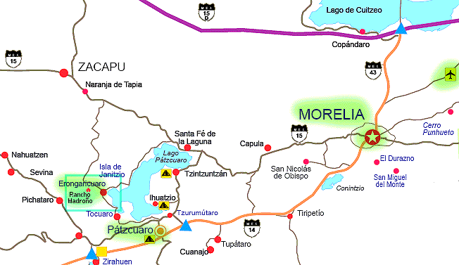 Map of Morelia area, Eronga & Pátzcuaro