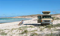 Sportsmobile: Camping on a secluded beach, Punta Las Pilitas, Baja California Mexico - Awning