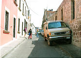 Sportsmobile: A bit big for parking on the narrow old streets of Morelia, Mexico