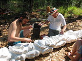 Rancho Madroño - Using Totem Pole for Papier Mache Template - Brian, Lars (photo by Geoff)