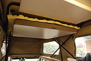 Sportsmobile: Upper Bed - Top Up - Front Section Hanging from Ceiling, with Eggcrate Foam