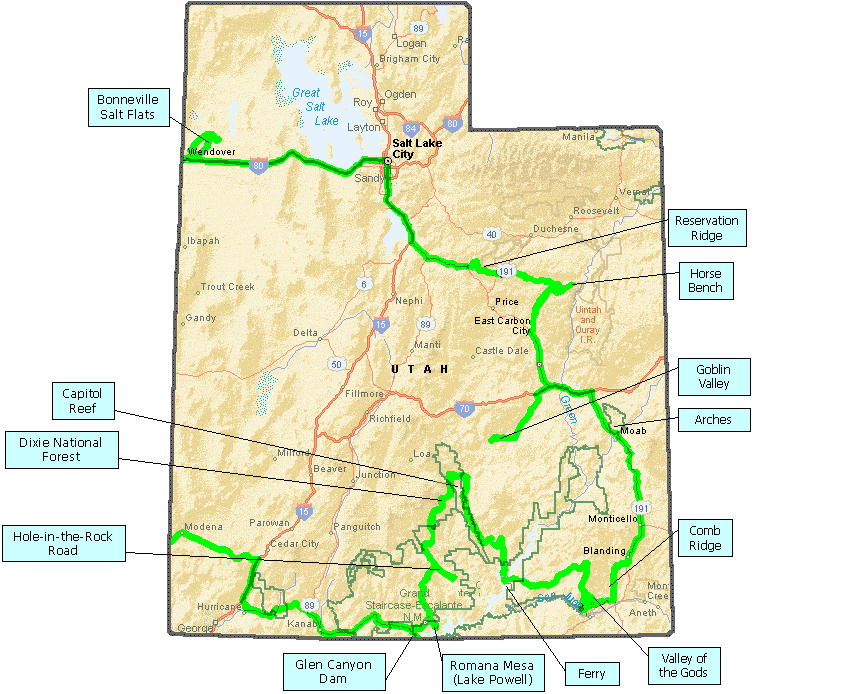 Utah trip map