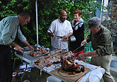 Reception - BBQ Pig Carving - Stuart -  Gabriel - Laura
