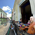 Yucatan - Mérida - Restaurant - Plaza Serenata - Lunch - Sitting on Balcony - Laura - Lyra - Geoff