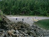 First Campsite - Unloading Kayaks