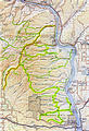 Whiskey Dick Area Map - (Green Dot Roads Highlighted in Green)