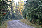 Muskegon Creek Camping - Idaho Border Marker - Road