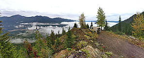 Keechelus Ridge - West of Kachess Lake - View Campsite - Low Clouds over Lake