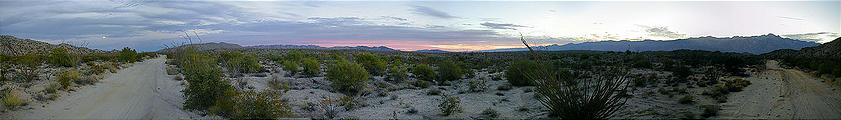 Ensenada to San Felipe - Southeast of Lake Diablo - Sunset in the Desert (panorama) (12/29/2001)