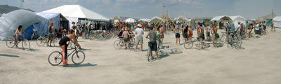 Crowd Watching Pole Dancing (panorama)