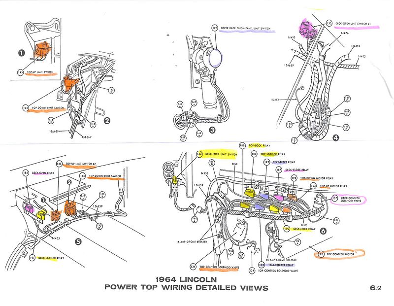 1964 Lincoln Continental - Convertible Power Top Mechanism ... 65 lincoln wiring diagram 