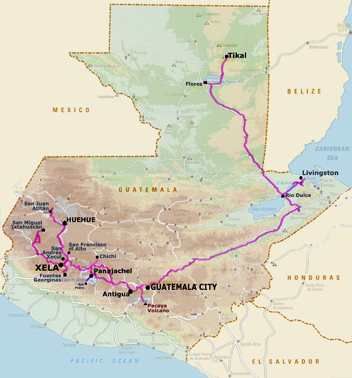 Guatemala Trip Map & Route