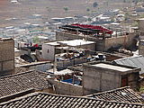 San Andrés Xecul - View from the Top of Town - Yarn Being Dyed Black and Maroon