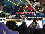 Trip back from San Francisco El Alto - Chicken Bus - Inside - Winnie-the-Pooh & Jesucristo