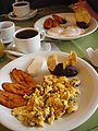 Huehue (Huehuetenango) - Breakfast - Plantains - Eggs - Beans - Cheese