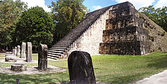 Tikal - Pyramid Ruin - Complex Q - The rear half of this pyramid is unrestored