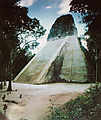 Tikal - Pyramid Ruin - Temple V - Old Restoration Photo - Reconstructed Stairs and Outer Surfaces