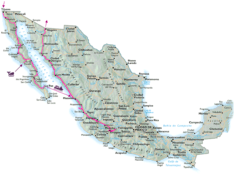 Mexico Map of Route Taken