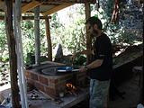 Rancho Madroño - Cooking on Wood Stove - Brian (photo by Lars)