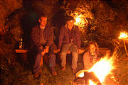 Rancho Madroño - Campfire in the Woods - Lars, Geoff, Marie (photo by Brian)