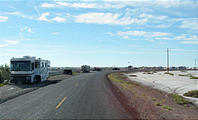 Utah - Speed Week - Road to Bonneville Salt Flats - RVs Parked Along Road