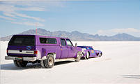 Utah - Speed Week - Bonneville Salt Flats - Starting Line - Purple "881 B/BGMS" - Bill Burke & Sons & Grandsons