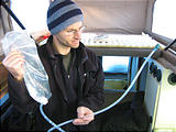 Camping - Cold morning in snow - Frozen water in Platypus - Geoff (7:49 AM Oct 5, 2005)