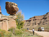 Nine Mile Canyon Road - Balanced Rock - Laura - Sportsmobile (1:37 PM Oct 5, 2005)