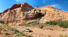 Capitol Reef National Park - Driving on Dry Wash to Strike Valley Overlook Trail - Sportsmobile (11:16 AM Oct 12, 2005)