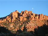 Capitol Reef National Park - Pleasant Creek Road - Rocks and Moon (6:11 PM Oct 12, 2005)