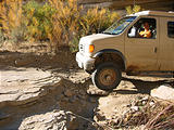 Left Hand Collet Road - Driving up rocks in wash - Geoff - Sportsmobile (4:38 PM Oct 14, 2005)