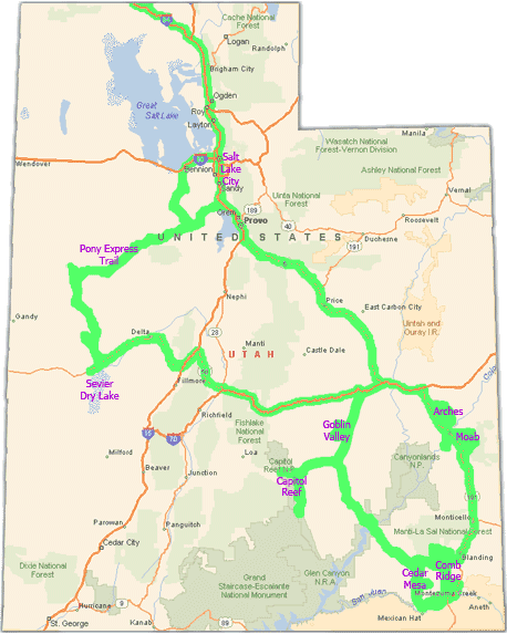 Utah 2011 trip map