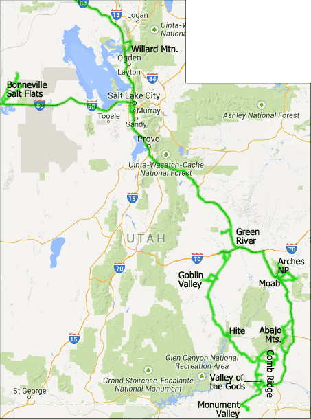Utah 2014 trip map